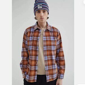 Obey Andrew Plaid Corduroy Shirt In Copper Multi SIZE LARGE